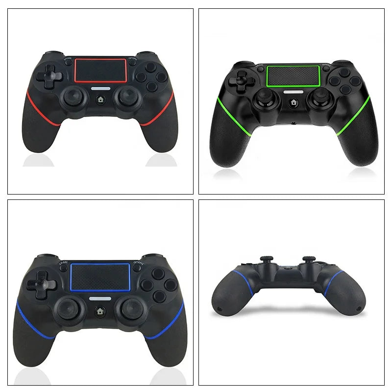 Hot Selling Double Shock Rubber Handle Game Controller for PS4 PS3 PC Wireless BT Gamepad Joystick