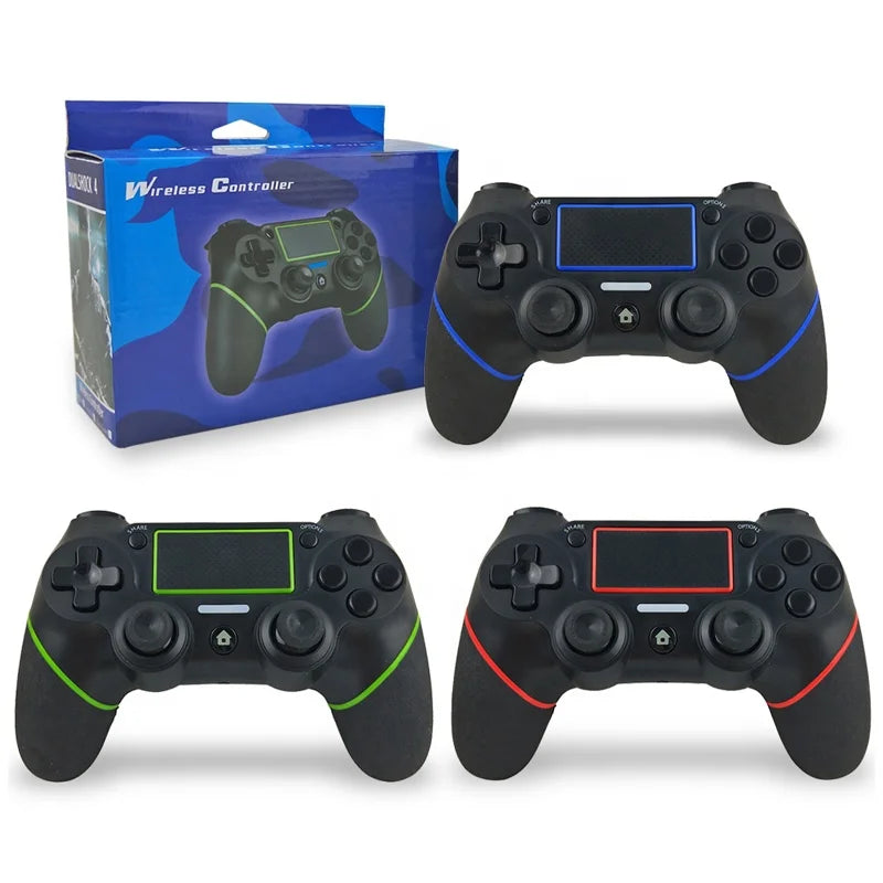 Hot Selling Double Shock Rubber Handle Game Controller for PS4 PS3 PC Wireless BT Gamepad Joystick